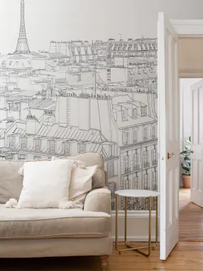 Papier Peint Panoramique les Toits de Paris Illustrés
