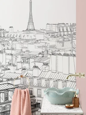 Papier Peint Panoramique les Toits de Paris Illustrés