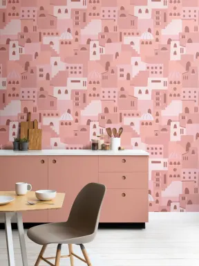 Roz arhitectura casa model tapet Mural