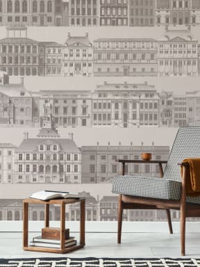 Metropolis Grey Architectural Wall Mural by Jan Matthysz and Pieter Jansz Post