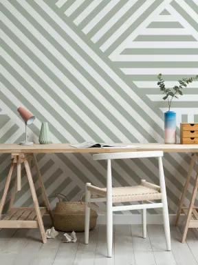 Sage Divert Striped Wallpaper Mural