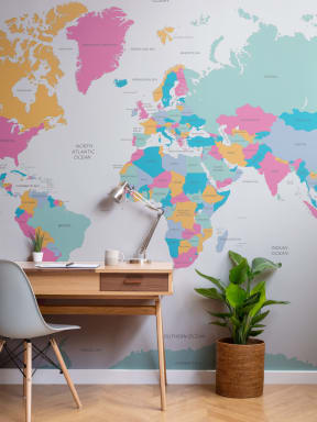 Papier peint panoramique de la carte du monde