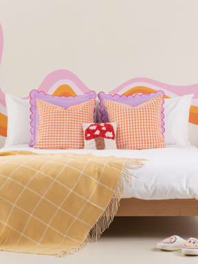 Papier Peint Panoramique Graphique Années 70 Orange et Rose