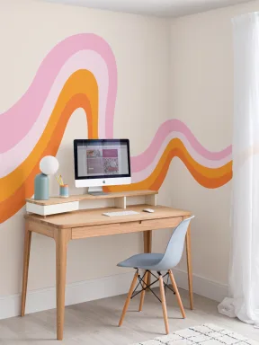 Pink and Orange 70s Retro Wallpaper Mural