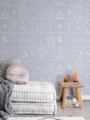Pastel Purple Tarot Card Pattern Wallpaper Mural
