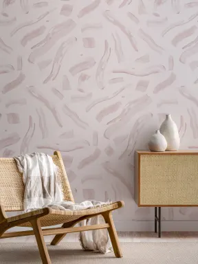 Abstrakte Mustertapete mit Rosa Pinselstrich-Design