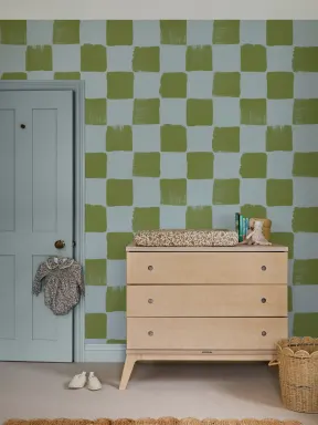 Bold Blue And Green Checkered Pattern Wallpaper
