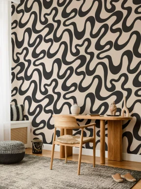 Bold Black Abstract Pattern Vibe Design Wallpaper
