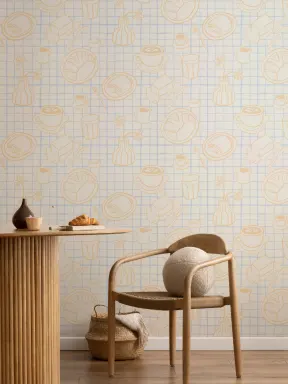 Blue French Breakfast Wallpaper