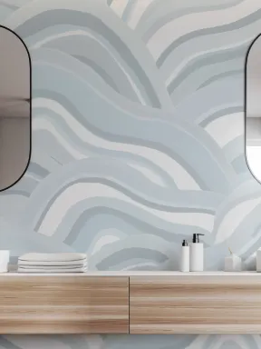 Blue Abstract Dunes Painted Mural