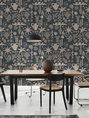 Dark La Dolce Vita Mediterranean Print Mural