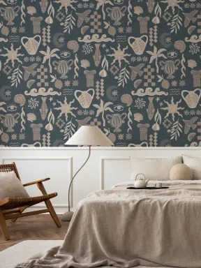 Dark La Dolce Vita Mediterranean Print Mural