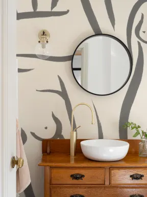 Cream Nude Woman Figure Drawing Wall Mural