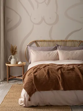 Muted Beige Nude Woman Figure Drawing Wall Mural