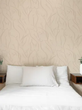 Carta da parati pattern di donna nuda beige