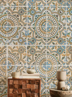 Multicolor Mediterranean Tile Inspired Pattern Mural