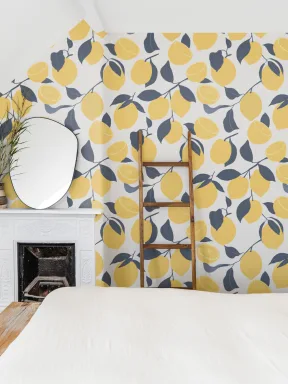 Yellow Lemon Modern Repeat Pattern Wallpaper