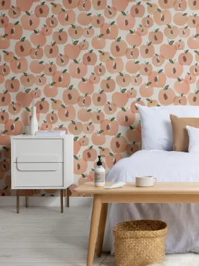 Abstract Modern Peach Fruit Repeat Pattern Wallpaper