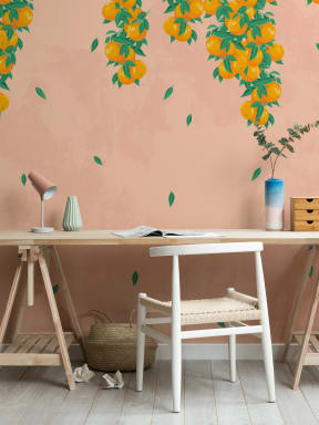 Fototapete Obstmalerei Orange und Pink