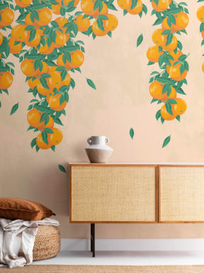 Papier Peint Panoramique Oranges Peinture Beige