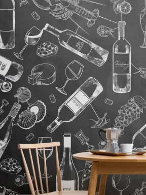 Fototapete Essen- und Weintafel
