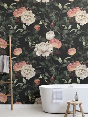 Dark Vintage Floral Wallpaper Mural