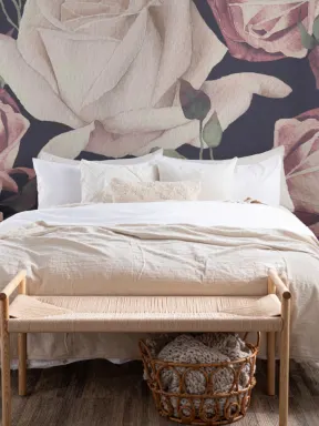 Pink Watercolor Dark Floral Wallpaper Mural