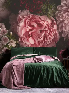 Pink Photographic Oversized Dark Moody Floral Wallpaper Mural