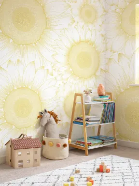 Keltainen auringonkukka Etch Floral kuvatapetti