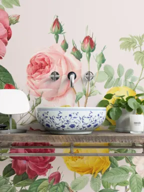 Roze Lentebloemen Vintage Bloemen Behang Muurschildering