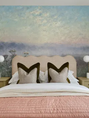 Blue Tranquil Meadow Atmospheric Nature Art Mural