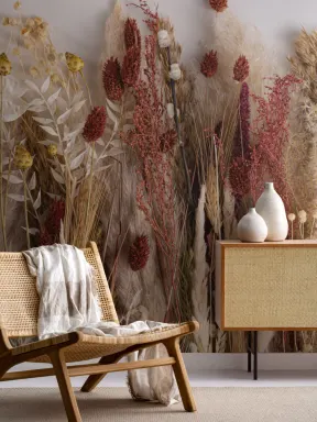Autumnal Dried Flowers Wallpaper Mural
