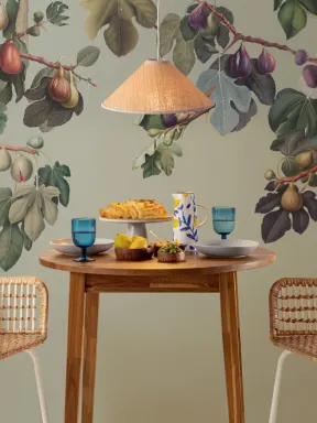 Fototapeta z zielonym drzewem figowym w stylu vintage