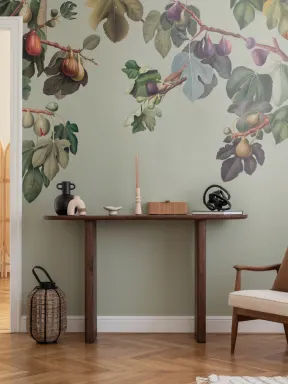 Vintage Green Botanical Fig Tree Wallpaper Mural