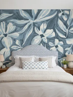 Blue Floral Elegant Botanical Design Wall Mural