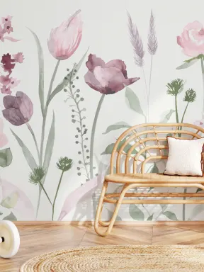 Mural Papel Pintado con Diseño a Gran Escala de Jardín Floral