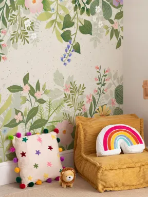 Bright Floral Garden Landscape Wallpaper Mural