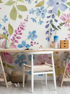 Panoramique Aquarelle de Fleurs Colorées