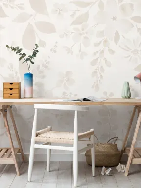 Neutral Watercolour Flower Wall Mural