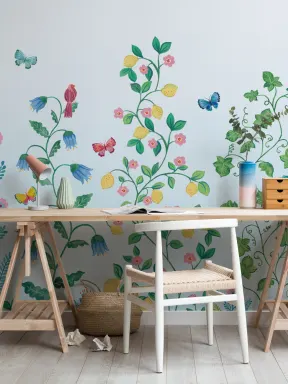 Papier peint panoramique des plantes grimpantes bleues