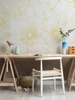 Gul illustrert blomsterbukett fototapet