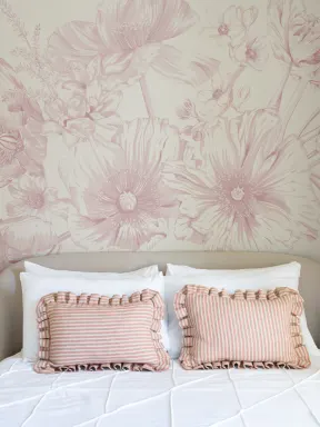 Pink Illustrated Floral Bouquet Mural