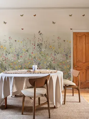 Green Ombre Wildflower and Butterfly Mural
