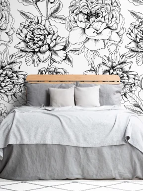Illustrated Floral Color In Wallpaper Mural