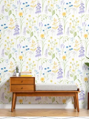 Foxglove & Forget Me Not Flower Garden Wallpaper Mural
