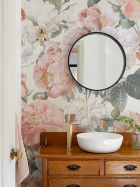 Pink & Red Roses Vintage Floral Wallpaper Mural