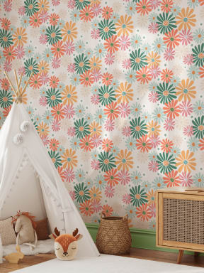 Papier Peint aux Fleurs Géantes et Colorées