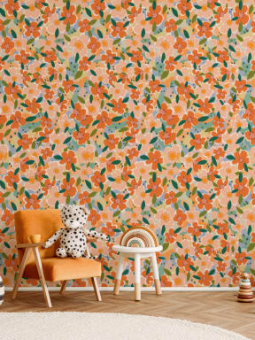 Panoramique fleuri orange style peinture à l’huile