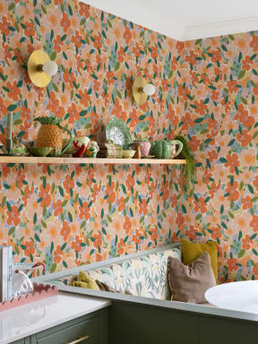 Panoramique fleuri orange style peinture à l’huile