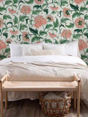 Carta da parati chinoiserie peonie in colori chiari